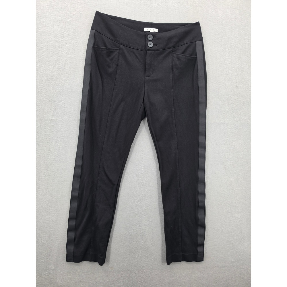 Cabi 991 Black Tuxedo Stripe Ponte Knit Slim Leg Trousers Pants Womens 12 NEW